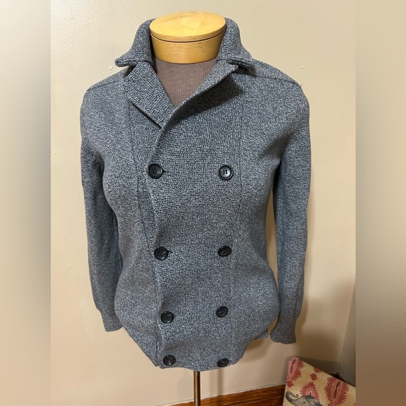 H&M Double Breasted Collared Grey Cardigan Knit Sweater Women's Size Small - Picture 1 of 9